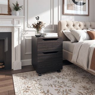 Sunvega Wengue Nightstand with 1 Door and 1 Drawer on Caster Base