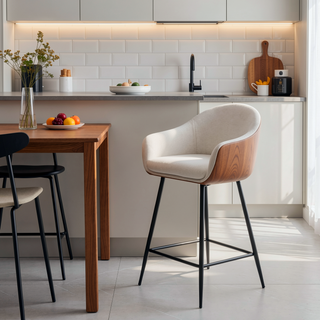 Sunvega Modern Style Counter Height Bar Stools with Upholstered Seats and Metal Legs