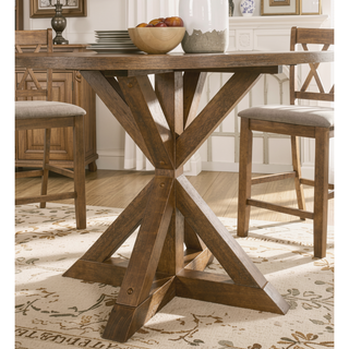 Sunvega Cross-Buck Base Cottage Oak Counter Height Dining Table for Four