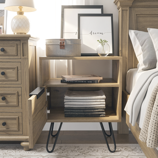 Sunvega Vienna Nightstand with Single Door Cabinet and Two Shelves