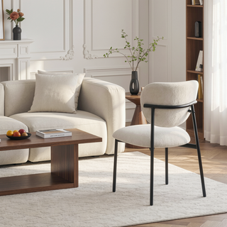 Sunvega Modern Upholstered Dining Chairs with Black Metal Legs Set of 2