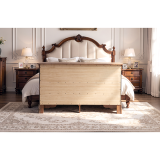 Sunvega Dark Brown Tufted Polyurethane Upholstered King Size Bed Frame