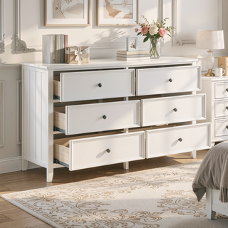 Sunvega White Finish 2 Drawer Bedroom Nightstand Farmhouse Style Bedside Table