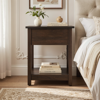 Sunvega Modern Gray Nightstand with Durable Construction for Bedroom