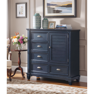 Sunvega Transitional Slate Blue Armoire with Nickel Knobs and Ball Bearing Glides