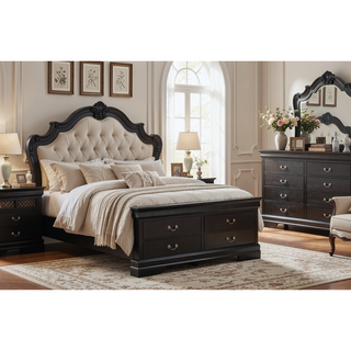 Sunvega Black Traditional Dresser with Spacious Drawers for Bedroom Organization