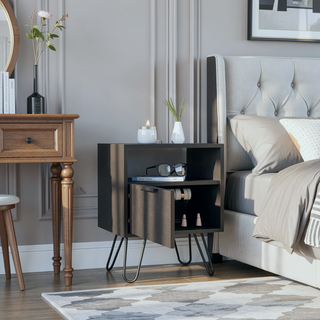 Sunvega Velvet Coffee Table with One Open Shelf and Single Door Cabinet