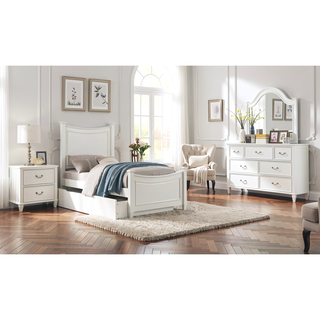 Sunvega White Transitional 2-Drawer Nightstand with Chrome Hanging Pulls