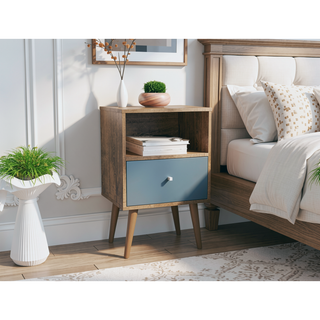 Sunvega Modern Nightstand with Drawer and Cubby for Bedroom or Living Room