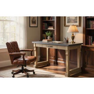 Sunvega Cashew Cement Top Kitchen Island with Hickory Veneers and Drawer
