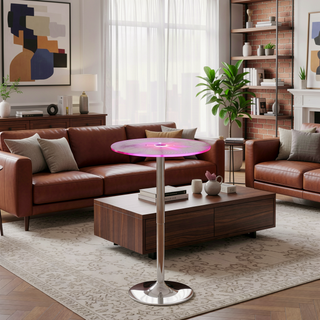 Sunvega Contemporary Light Up Adjustable Bar Table with Multi-Colored LED Light Show