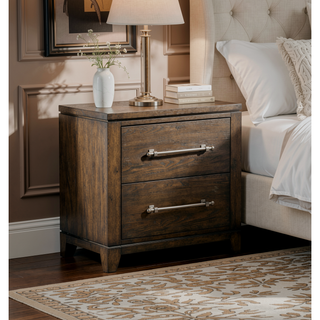 Sunvega Modern Contemporary Dark Brown Finish Nightstand with 2 Dovetail Drawers