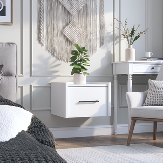Sunvega Wall-Mounted Nightstand with Single Drawer for Bedroom or Living Room
