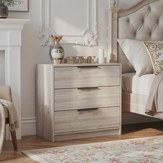 Sunvega Washington Three Drawer Dresser with Display Top for Bedroom Decor