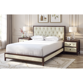 Sunvega Modern Walnut Finish Nightstand with Two Beautiful Storage Drawers