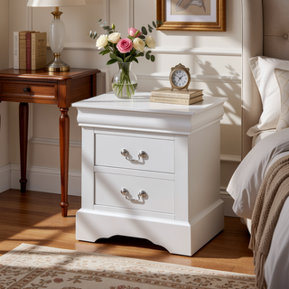 Sunvega Modern Nightstand with Two Spacious Drawers and Brushed Nickel Handles