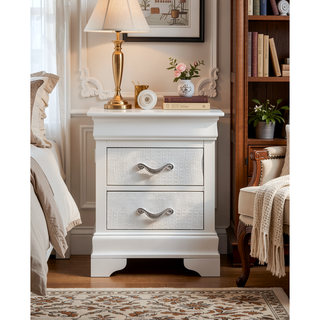 Sunvega Silver Champagne Nightstand with Two Spacious Drawers for Bedroom