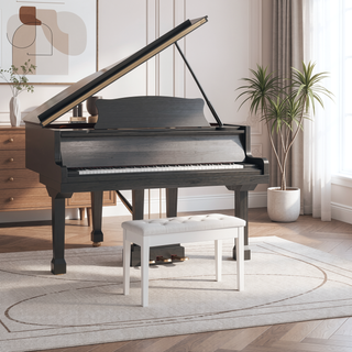 Sunvega Traditional Country Style Faux Leather Tufted Piano Bench for Two