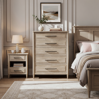 Sunvega 5 Drawer Chest with Sand Finish and Cedar Lined Bottom Drawer