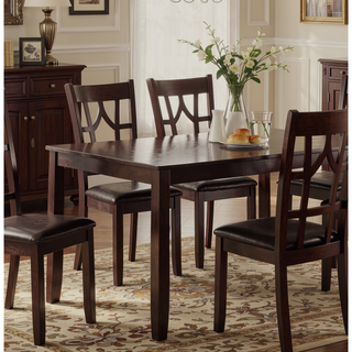 Sunvega Brown Espresso Finish Transitional 7-Pc Dining Set with Lattice Chairs