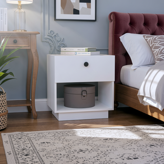 Sunvega Paris Nightstand with Drawer and Open Shelf for Bedroom Storage