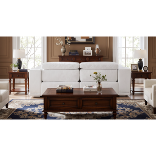 Sunvega Genuine Italian Leather Power Reclining Sofa with USB Charger