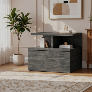 Sunvega Floating Nightstand with 2-Tier Shelf and Spacious Drawer for Easy Storage