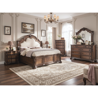 Sunvega Traditional Formal Style Nightstand with Genuine Marble Top and Three Drawers