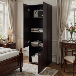 Sunvega Three-Door Cabinet with Three Shelves for Organizing Clothes and Linens