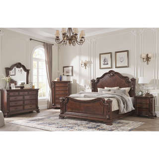 Sunvega Traditional Style 9-Drawer Wood Dresser with Metal Pulls in Dark Walnut