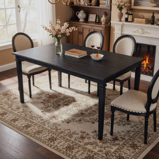 Sunvega Classic Country Style Rubber Wood Dining Table Set with Bench and Chairs