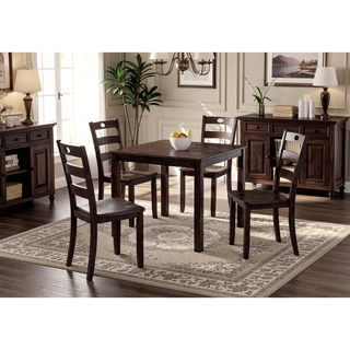 Sunvega Transitional Walnut Finish Dining Table Set with Four Slat Back Chairs