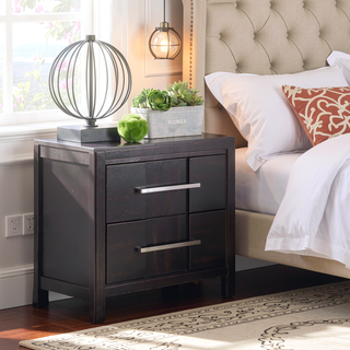 Sunvega Gray Transitional Style Nightstand with Felt-lined Drawers and Nickel Hardware