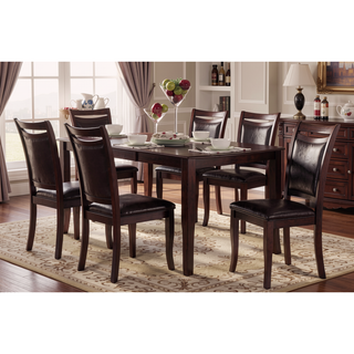 Sunvega Dark Cherry Finish Mango Veneer Wood Dining Table with Extension Leaf