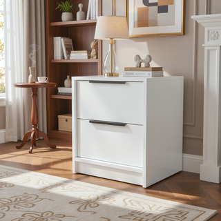 Sunvega Modern 18 Inch High Nightstand with Two Large Storage Drawers