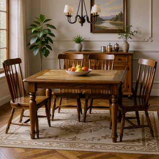 Sunvega Natural Mango and Black Rectangular Dining Table with Tapered Iron Legs