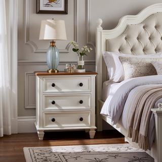Sunvega Cream White 8-Drawer Chest with Cabinet Door and Brushed Nickel Hardware