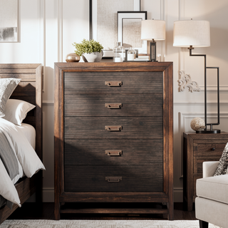 Sunvega Rustic Buckeye with Black Finish Five-Drawer Chest No Assembly Required