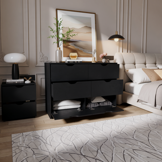 Sunvega Wenge 4-Drawer Dresser with Smooth Gliding Drawers for Organized Bedroom Storage