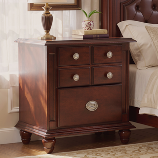 Sunvega Cappuccino Night Stand with Carved Trim and Nickle Hardware