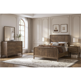Sunvega Small Nightstand with Two Storage Drawers in Warm Latte Finish