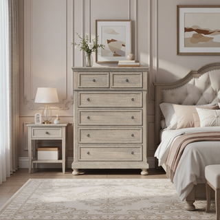 Sunvega Antique Gray Transitional Design Chest with Five Storage Drawers