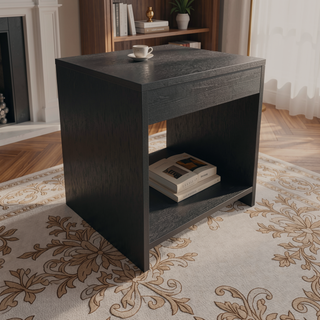 Sunvega Wenge Nightstand with Open Storage for Books and Décor