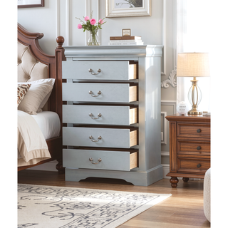 Sunvega Platinum Chest with Five Spacious Drawers and Brushed Nickel Handles
