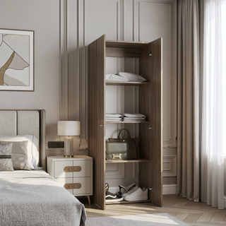 Sunvega Two-Door Compact Wardrobe with Fixed Shelves for Bedroom Storage