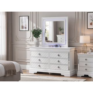 Sunvega Sophisticated Silver Champagne Transitional Nightstand with Two Drawers for Storage