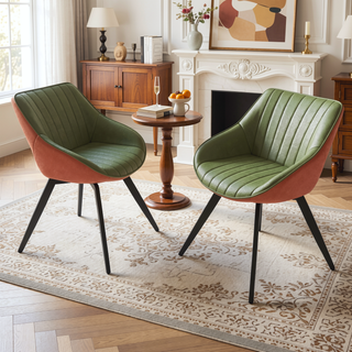 Sunvega Modern PU Leather Dining Chairs Set of 2 with Black Metal Legs for Kitchen