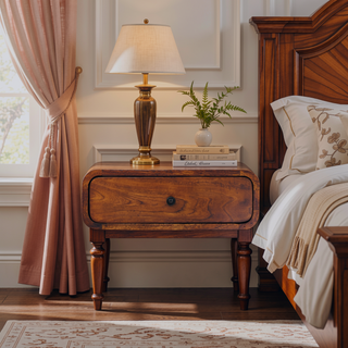 Sunvega Wall-Mounted Honey Caramel Mango Wood Nightstand with Single Drawer