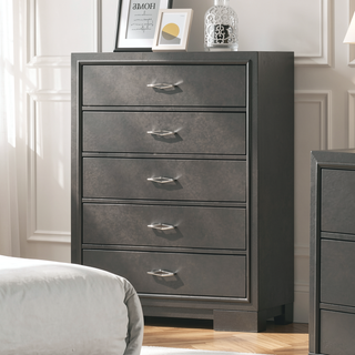 Sunvega Contemporary Metallic Gray Finish Chest with Acrylic Drawers and Bracket Feet