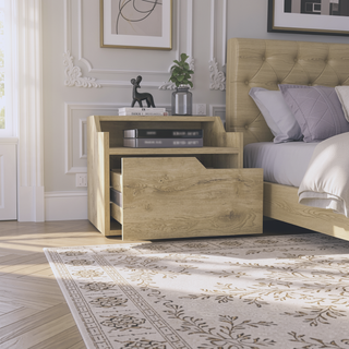 Sunvega Floating Nightstand with Spacious Drawer and Two-Tier Top for Bedroom Storage